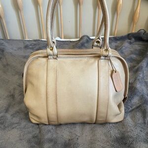 Vintage Coach Cream Leather Handbag